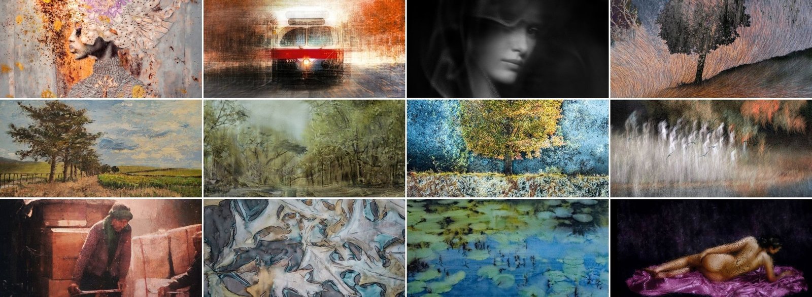 A collage of the artworks shown by the 14 emerging artists in the Ignite exhibition