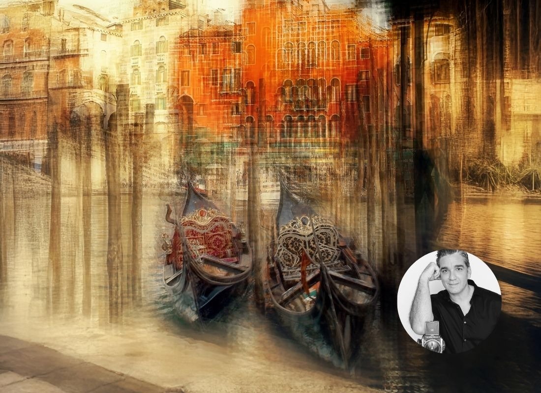 Artwork by Juan Busciglio in the Ignite exhibition, with a portrait of the artist