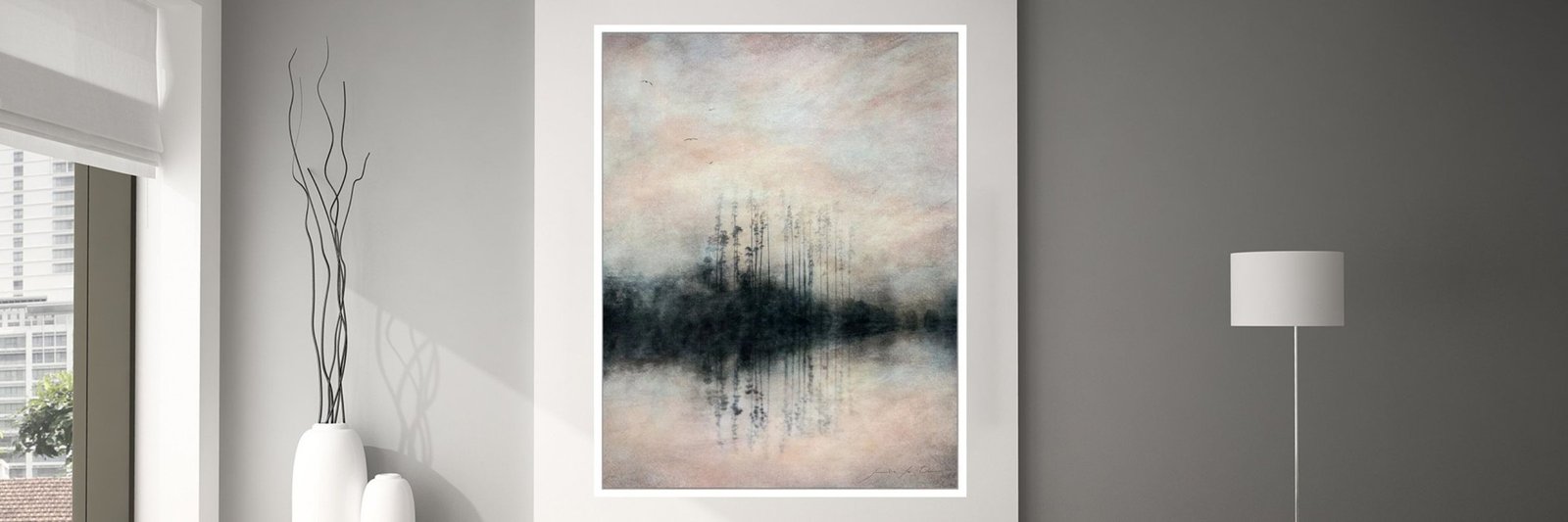 Précis, Divine Harmony by Samantha Lee Osner, framed on a wall