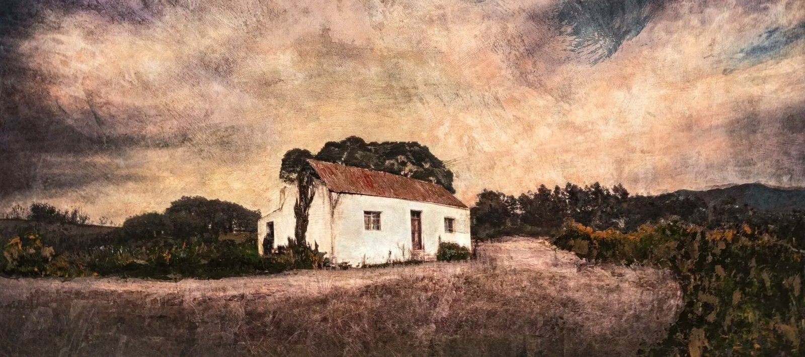 Homestead Reverie, a painting by Martin Osner of a farmhouse near Montagu